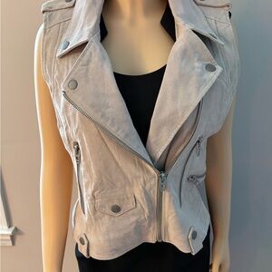 Blank NYC Light Gray Sleeveless Moto Vest M Medium Suede #11